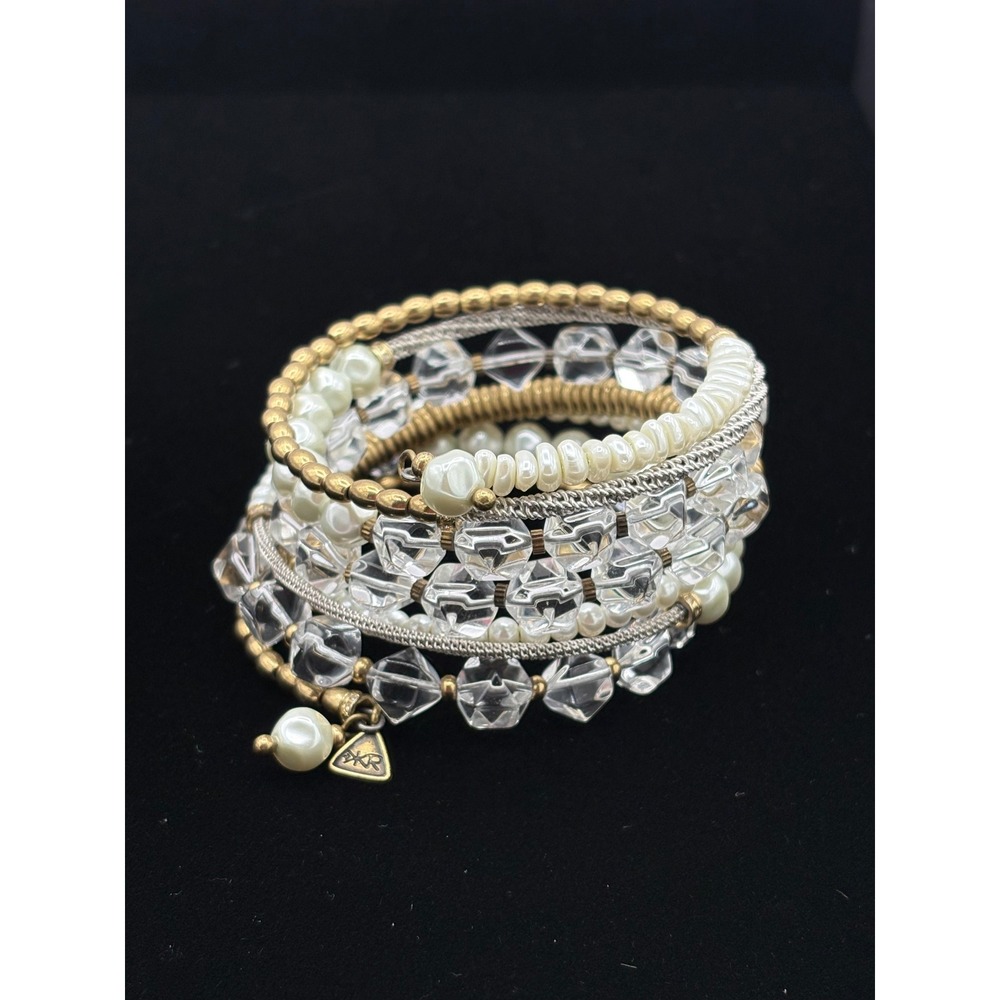 Silpada Practical Pearls KR Collection Coiled Wrap Bracelet Swarovski Glass